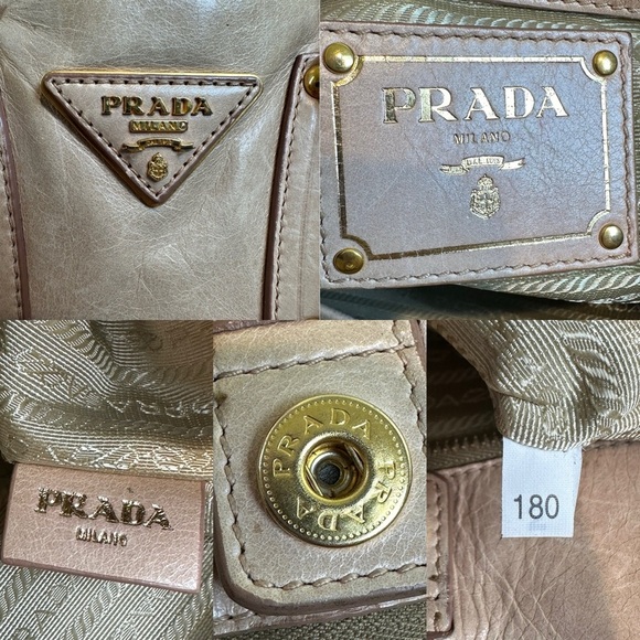💯Authentic Prada Tan Leather Handbag Two-way🍀 - Picture 12 of 14